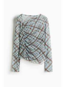 H&M - Women Turquoise Asymmetric Mesh Top