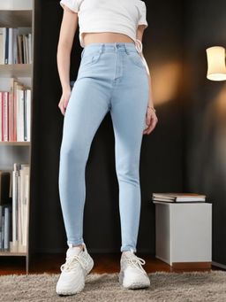 DOLCE CRUDO - Women's Light Blue Skinny High Rise Denim Jeans