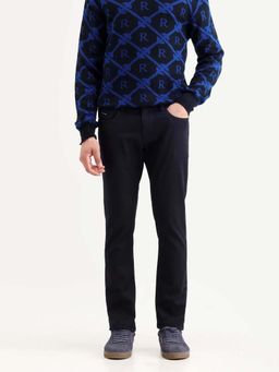 Rare Rabbit - Navy Blue Solid Slim Jeans