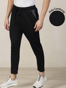RIGO - Men Regular Fit Black Poly Corduroy Jogger