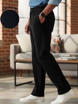 RIGO - Men Loose Fit Black Corduroy Trousers