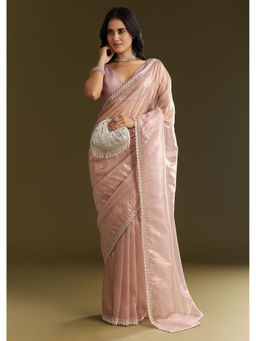 KALKI FASHION - Lavender Tissue Embellishment & Cut Dana Scallop Border Saree With Unstitched Blouse