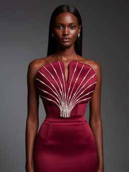 ROSA DAME - Maroon Pearl Embellished Top