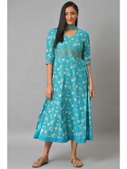 Aurelia - Blue Zari Embroidered Dress And Dupatta (Set of 2)