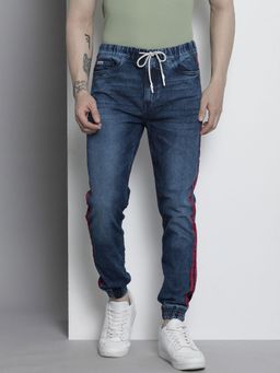 The Indian Garage Co - Men Slim Fit Solid Mid-Rise Stretchable Denim Joggers