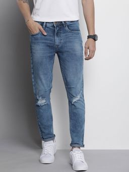 The Indian Garage Co - Men Regular Fit Distressed Mid-Rise Stretchable Jeans