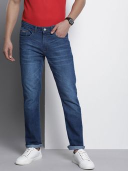The Indian Garage Co - Men Slim Straight Fit Solid Mid-Rise Stretchable Jeans