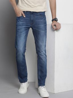 The Indian Garage Co - Men Slim Straight Fit Solid Mid-Rise Stretchable Jeans