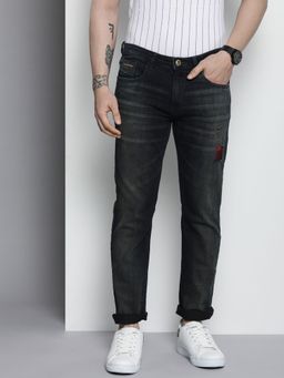 The Indian Garage Co - Men Slim Straight Fit Solid Mid-Rise Stretchable Jeans