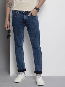 The Indian Garage Co - Men Slim Straight Fit Solid Mid-Rise Stretchable Jeans