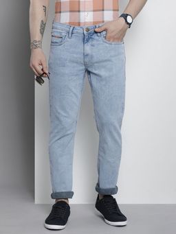 The Indian Garage Co - Men Slim Straight Fit Solid Mid-Rise Stretchable Jeans