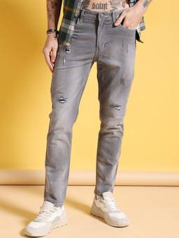 The Indian Garage Co - Men Slim Fit Solid Mid-Rise Stretchable Jeans