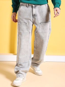 The Indian Garage Co - Men Baggy Solid Mid-Rise Carpenter Denim