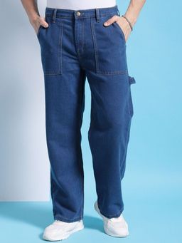 The Indian Garage Co - Men Baggy Solid Mid-Rise Stretchable Jeans