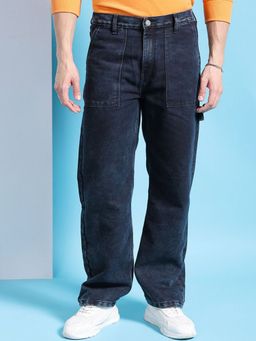 The Indian Garage Co - Men Baggy Solid Mid-Rise Stretchable Jeans