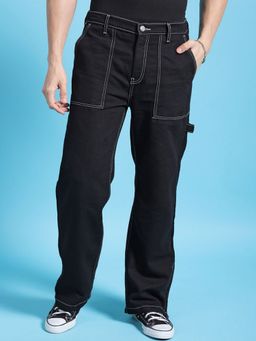 The Indian Garage Co - Men Baggy Solid Mid-Rise Stretchable Jeans