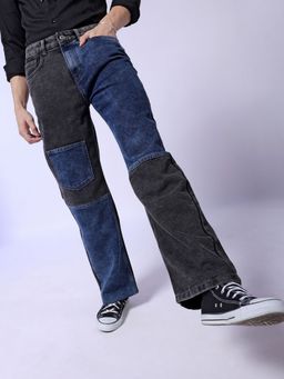 The Indian Garage Co - Men Relaxed Fit Cut and Sew Colourblocked Mid-Rise Jeans