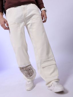 The Indian Garage Co - Men Baggy Solid Mid-Rise Carpenter Utility Denim