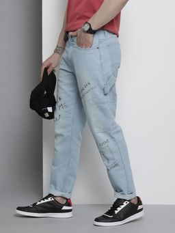 The Indian Garage Co - Men Regular Fit Placement Print Mid-Rise Cargo Denim