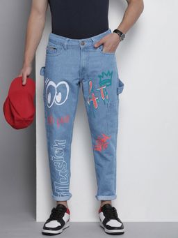 The Indian Garage Co - Men Regular Fit Placement Print Mid-Rise Cargo Denim