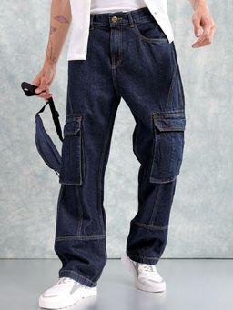 The Indian Garage Co - Men Relaxed Fit Distressed Mid-Rise Cargo Denim