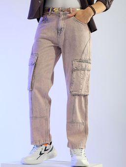 The Indian Garage Co - Men Relaxed Fit Distressed Mid-Rise Cargo Denim