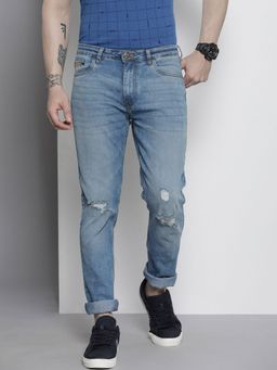 The Indian Garage Co - Men Slim Fit Solid Mid-Rise Stretchable Jeans