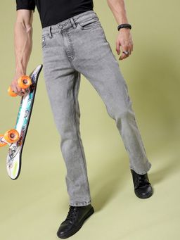 The Indian Garage Co - Men Straight Solid Mid-Rise Stretchable Jeans
