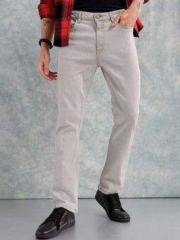 The Indian Garage Co - Men Straight Solid Mid-Rise Stretchable Jeans