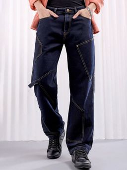 The Indian Garage Co - Men Relaxed Straight Fit Solid Mid-Rise Jeans