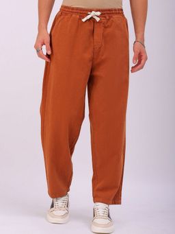 The Indian Garage Co - Rust Men Loose Fit Solid Mid-Rise Denim Pant