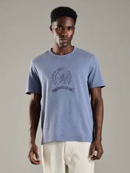 Tommy Hilfiger - Embroidered Logo Regular Fit Cotton Blue T-Shirt