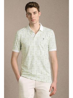 Louis Philippe - Men Green Print Polo T-Shirt