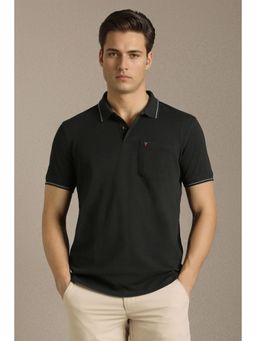 Louis Philippe - Men Black Solid Polo T-Shirt