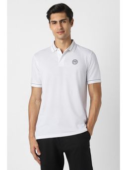 Peter England - Men White Solid Polo T-Shirt