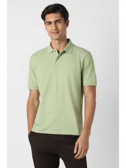 Peter England - Men Green Textured Polo T-Shirt