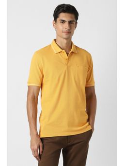 Peter England - Men Yellow Solid Polo T-Shirt