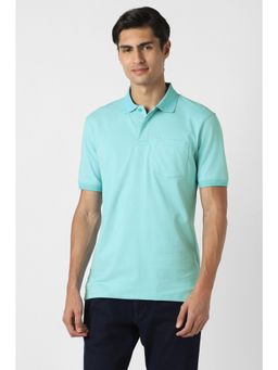 Peter England - Men Light Blue Print Blue Polo T-Shirt