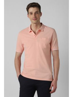 Peter England - Men Pink Solid Polo T-Shirt