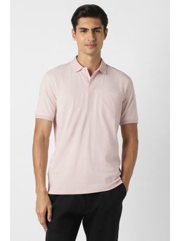 Peter England - Men Pink Print Pink Polo T-Shirt