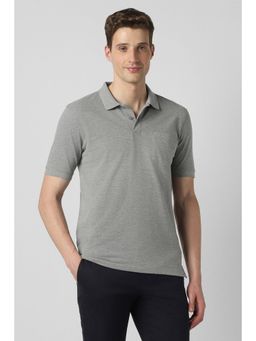 Peter England - Men Grey Solid Polo T-Shirt