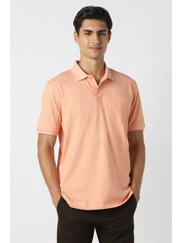 Peter England - Men Peach Printed Polo T-Shirt