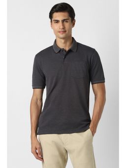 Peter England - Men Grey Solid Grey Polo T-Shirt