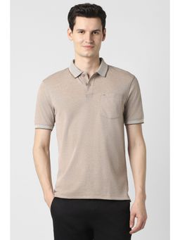 Peter England - Men Beige Solid Beige Polo T-Shirt