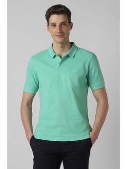 Peter England - Men Green Solid Green Polo T-Shirt