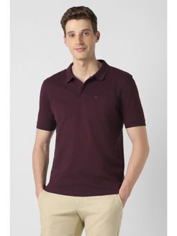 Peter England - Men Solid Purple Polo T-Shirt
