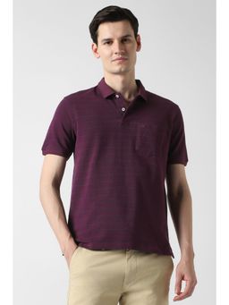 Peter England - Men Purple Stripe Polo T-Shirt