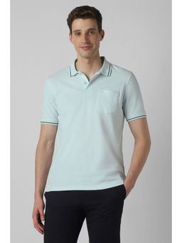Peter England - Men Light Blue Solid Polo T-Shirt