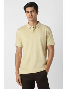 Peter England - Men Beige Solid Polo T-Shirt