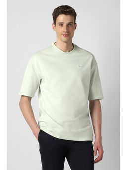 Peter England - Men Green Solid Crew Neck Green T-Shirt